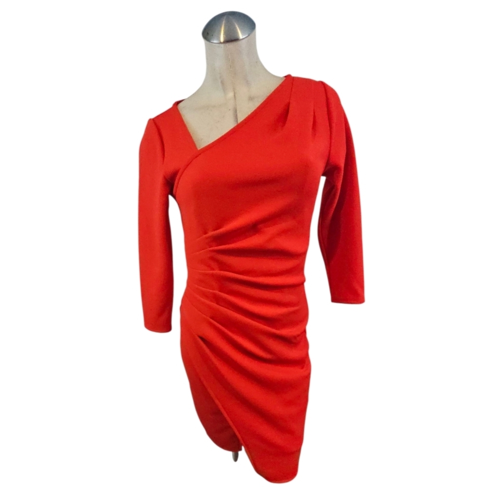 New York & Company Size PS Vibrant Red Asymmetrical Sheath Dress